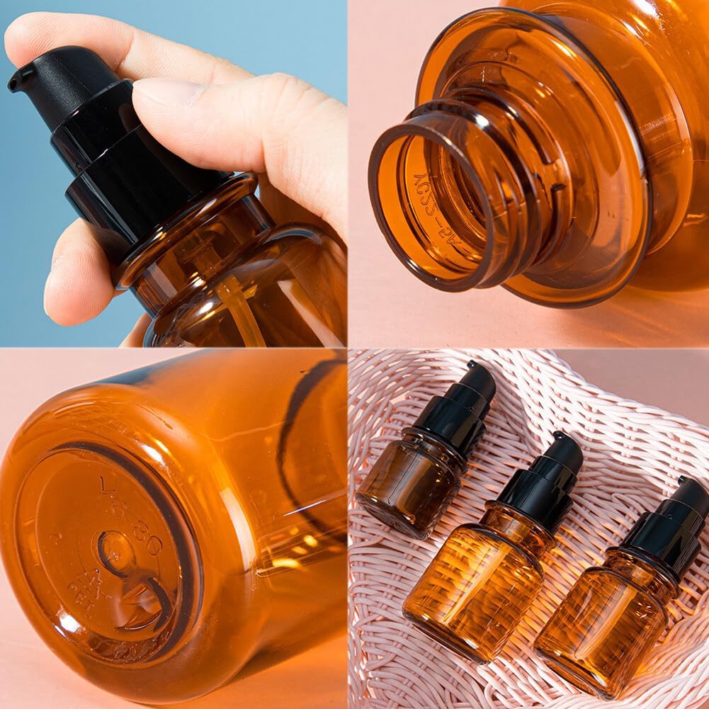 VASANA 2PCS 120ml/4oz Refillable Lotion Pump Bottle Amber Plastic Travel Bottles Toiletries Leakproof Dispenser Bottles Container for Cream Shampoo Makeup Essential Oil - Image 7