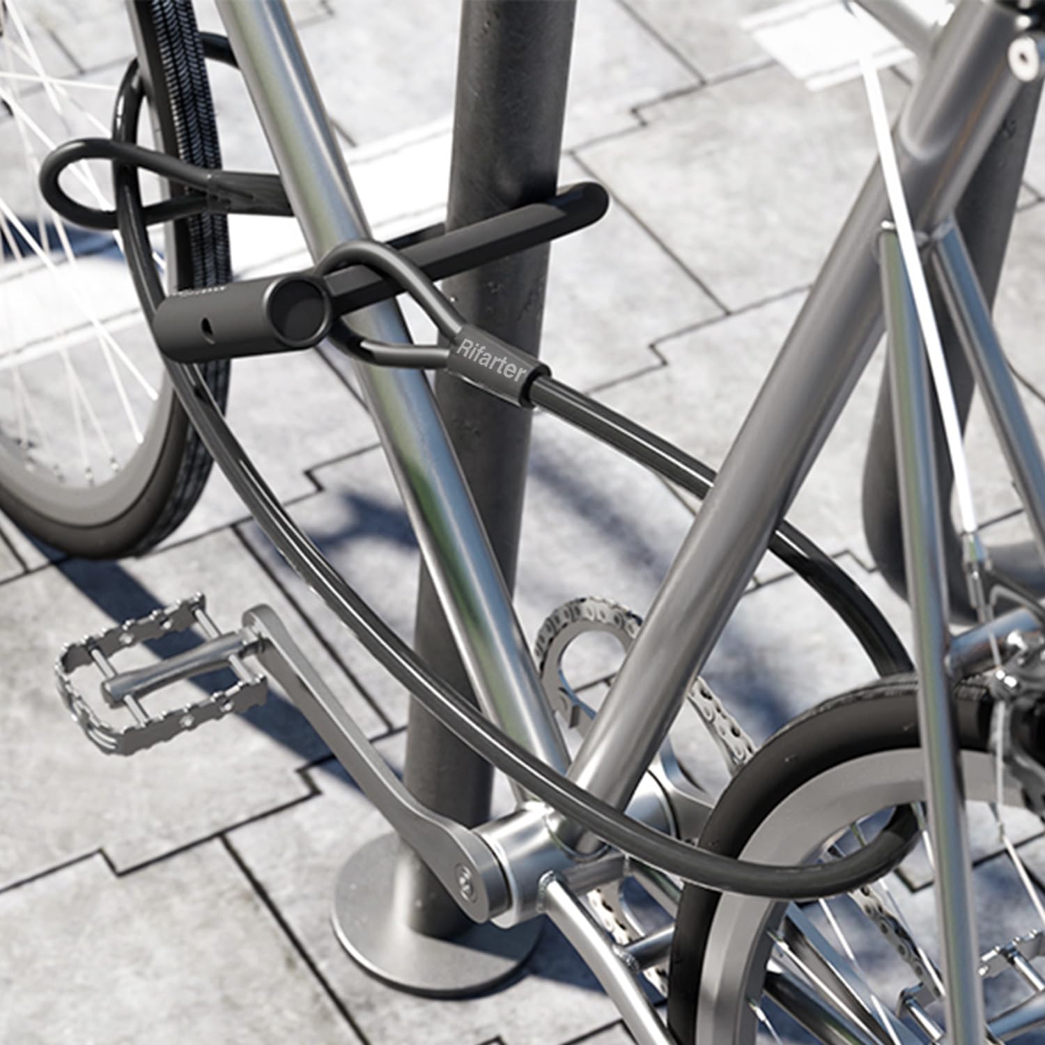 Blokada rowerowa U Heavy Duty: antykradzieżowa blokada U ze stalowym kablem zabezpieczającym 1,5 m i szeklą 16 mm, z kluczami i stabilnym uchwytem montażowym do elektrycznego roweru