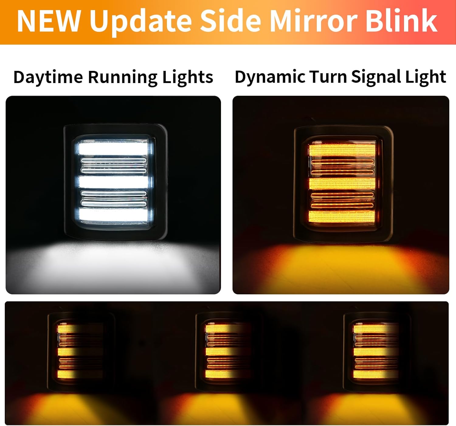 LED Tow Mirror Turn Signal Light Compatible with 2008-2016 F250 F350 F450 F550 Super Duty 2013-2014 F150 Switchback Sequential Amber Blinker White Driving/Parking Light (Smoke Lens)