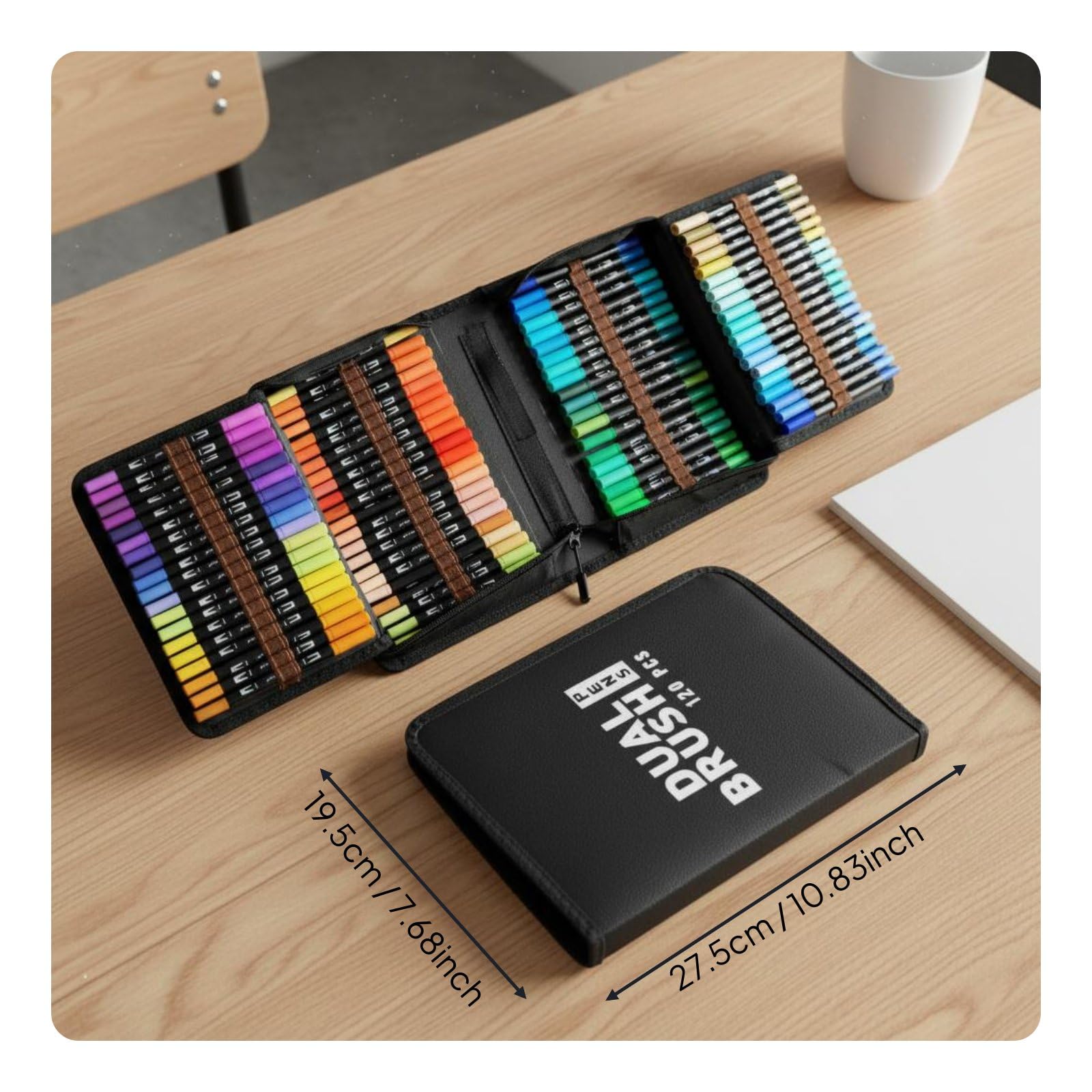 Qianly Penne a Doppia Punta Pennarelli Acquerello Marker per Disegno Colorazione Calligrafia con Inchiostro Lavabile a Base d'Acqua E Custodia Adatto per Scuola Attività Creative Viaggio Bambini