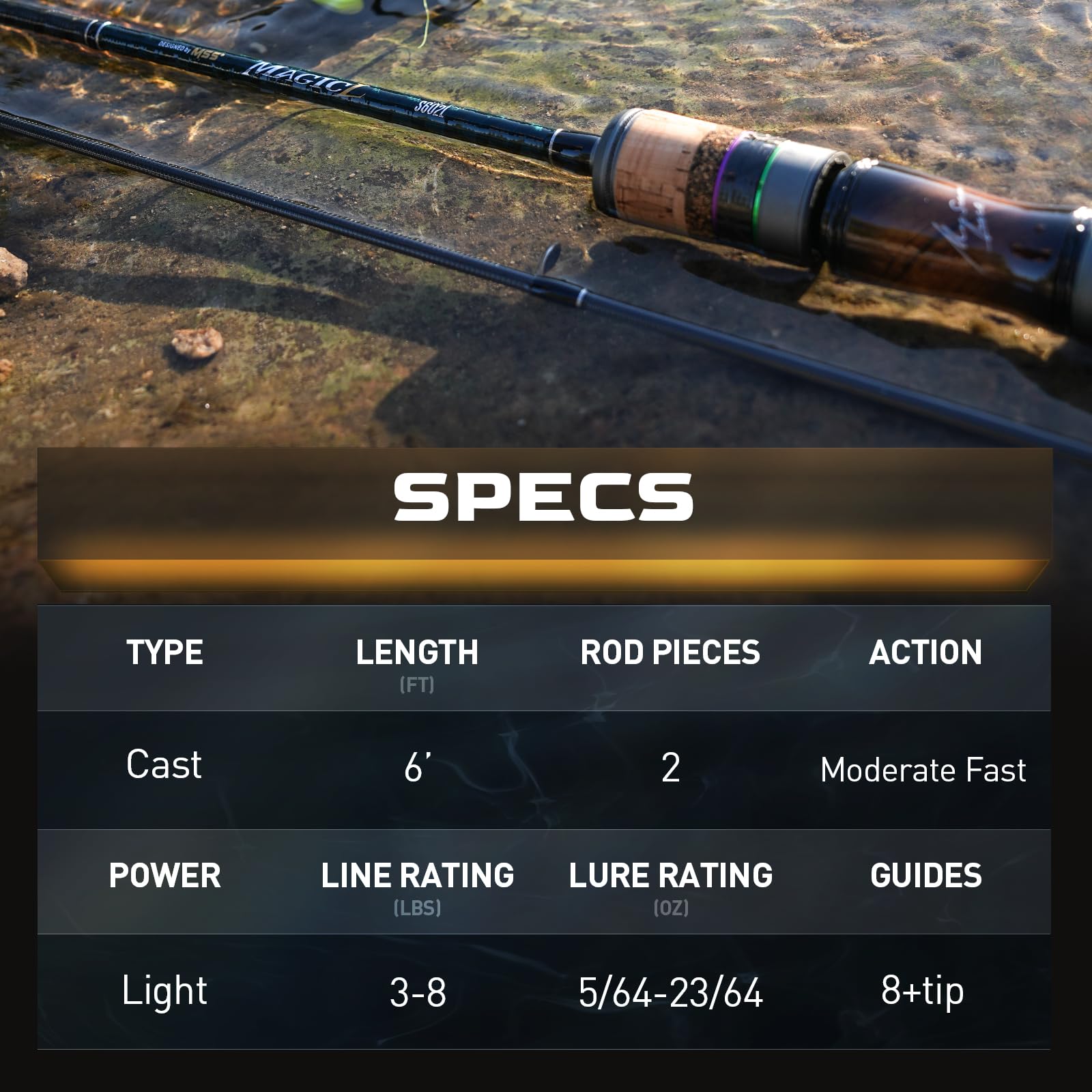 HANDING Magic L Ultra Light Fishing Rod Fuji O A Ring Guides 2 Piece handing-magic-l-ultra-light-fishing-rod-fuji-o-a-ring-guides-2-piece