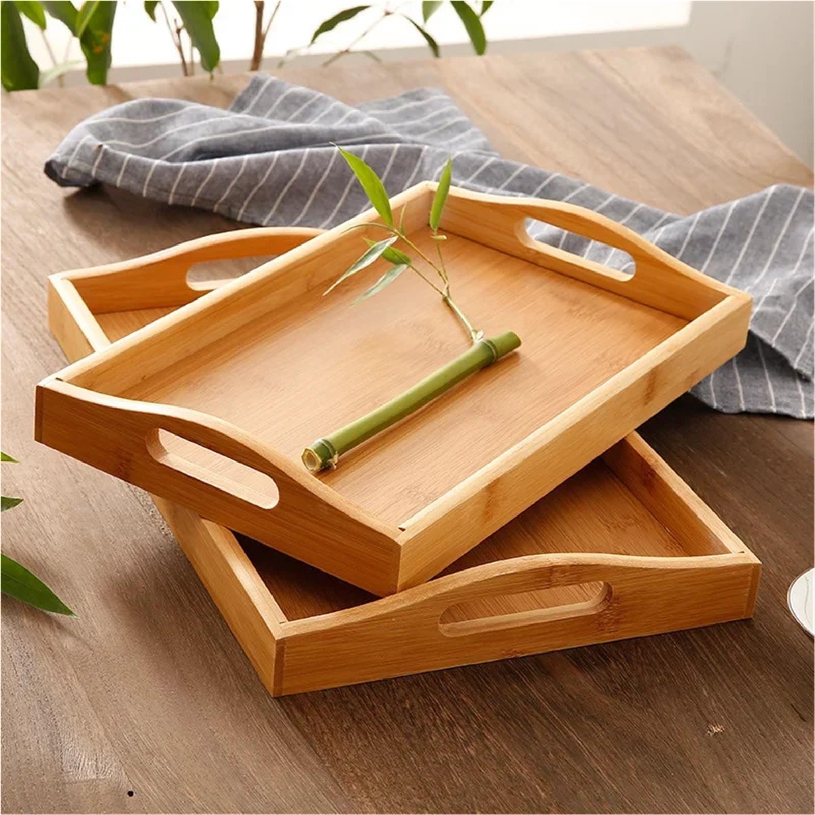 Bandeja Rectangular de Madera para Servir té, de Madera Maciza, Ideal para Hotel (35 x 22 x 5 cm)