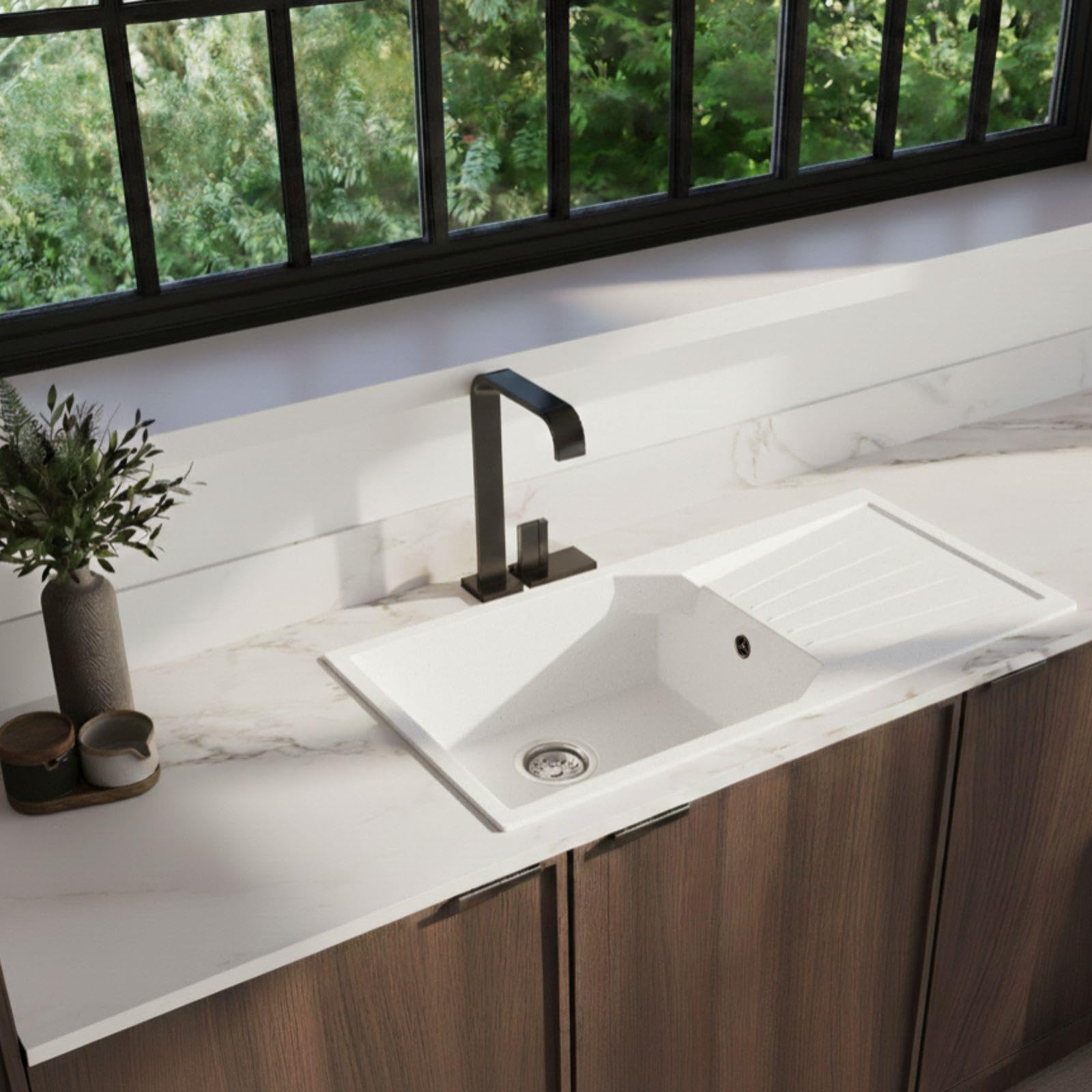LD100WH Fregadero Blanco XL 1 Seno Composite BIO