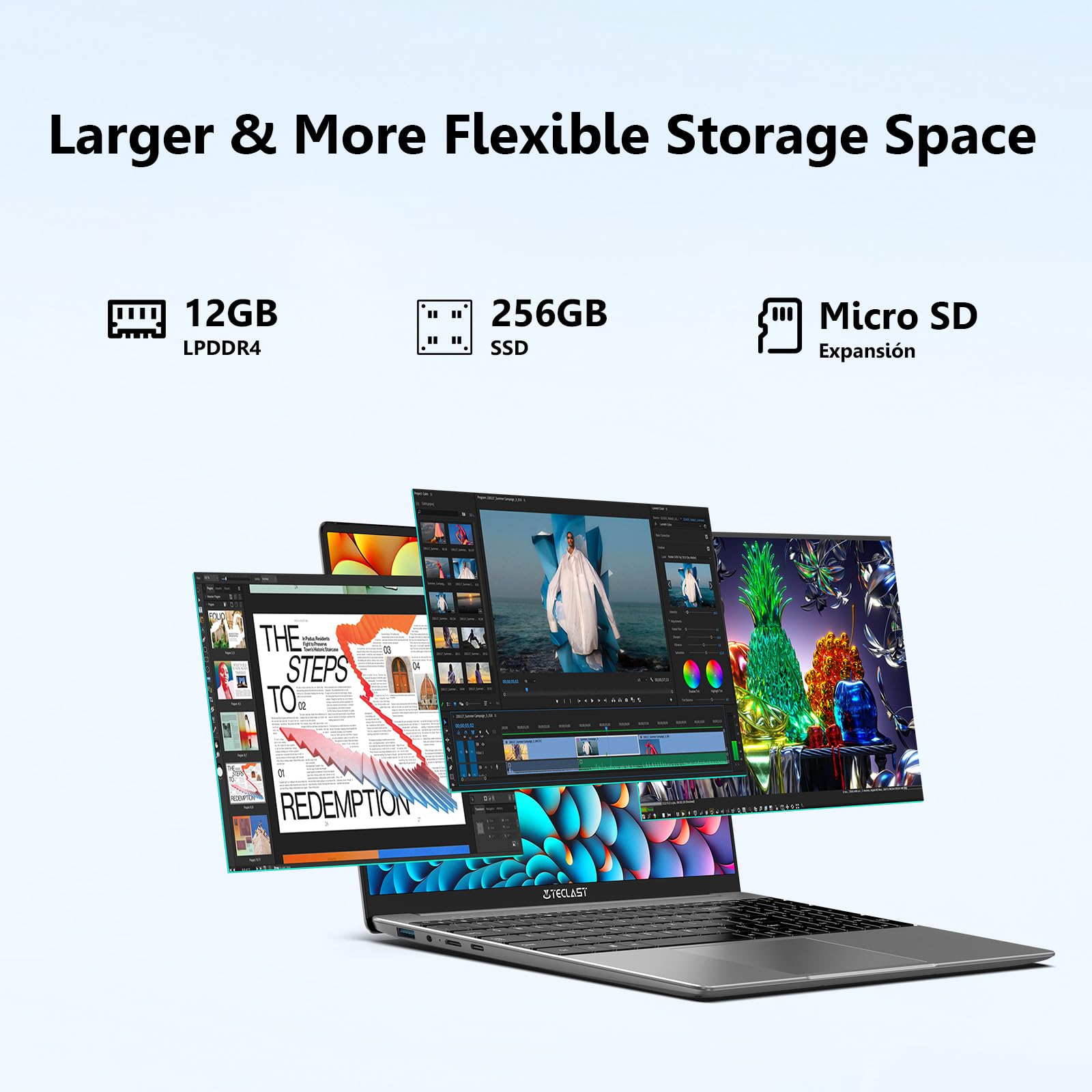 TECLAST PC Portatile F16Pro Notebook 15.6 Pollici, 12GB RAM 256GB SSD, Intel N95, Computer Portatile, Sistema Preinstallato, 2.4G/5G WiFi, BT5.0, Tipo C, Per Ufficio Studio Laptop 2024