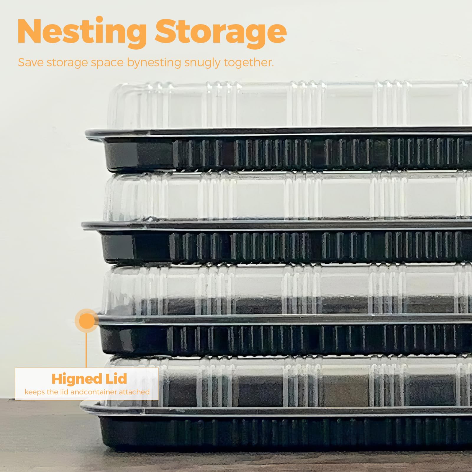 HIYAA Sandwich Platter Trays With Lids, Pack of 6 Reusable Plastic Catering Trays With Lids for Meal Prep Cakes, Treats and Sandwiches - Image 3