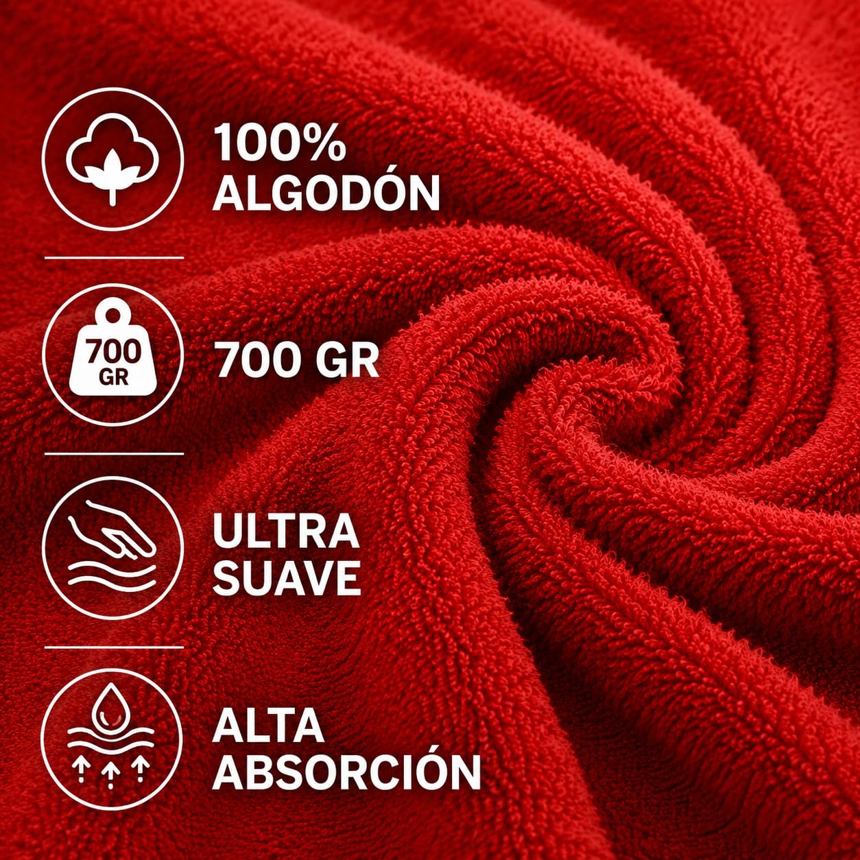 TRAMAS+ Pack 4 Toallas 100% Algodón 700 gr, Lavabo y Ducha