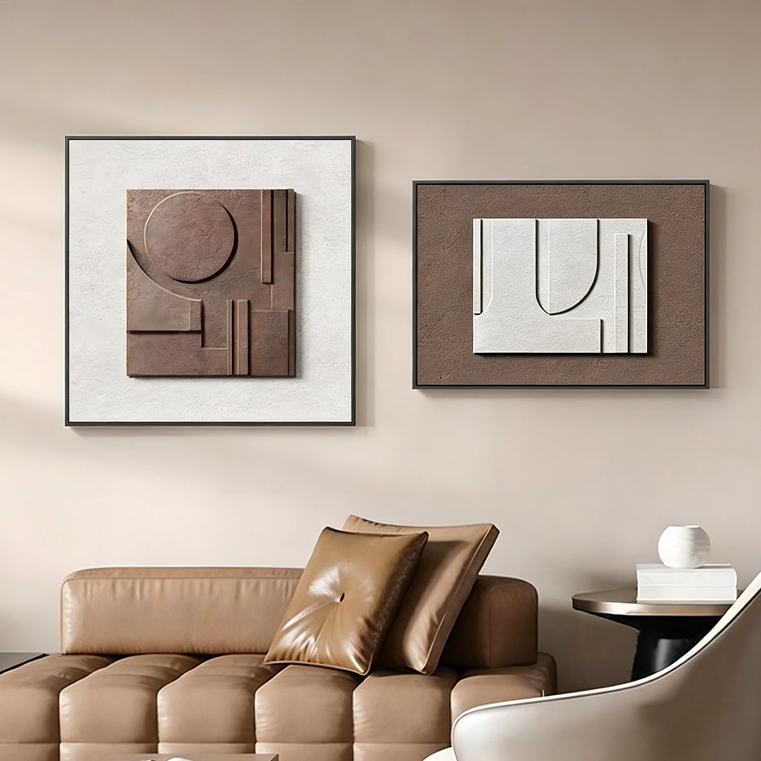 Tableau d'Art Moderne B Gold : Finition Premium avec Cadre Intégré