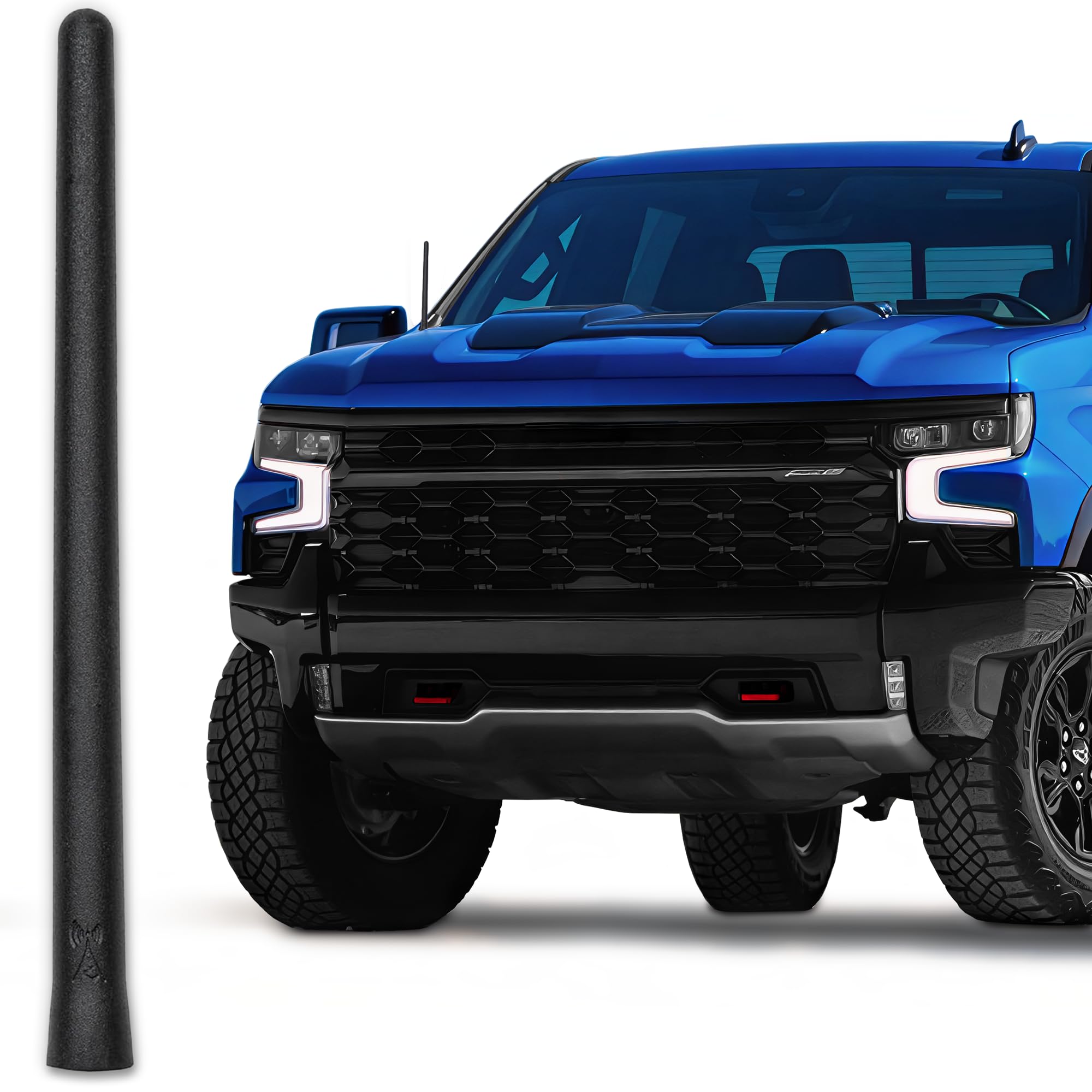 Votex Short Antenna for Chevrolet Silverado | GMC Sierra 1500, 2500, 3500 - Car Wash Proof Short 7" EPDM Rubber Antenna with Powerful Internal Copper Coil/Premium Reception
