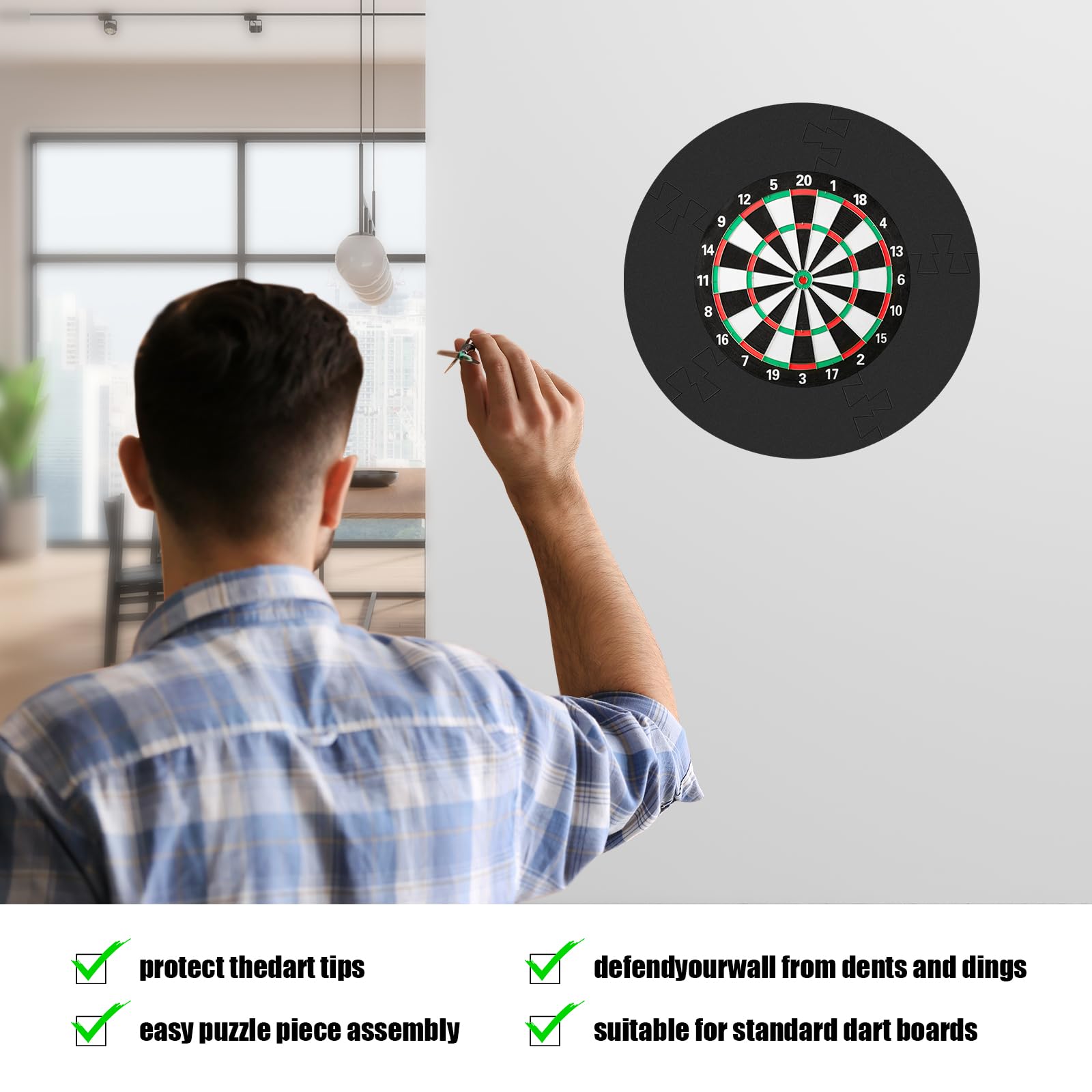 DingGreat Surround Cible Fléchettes - Protection Mur Et Fléchettes Pour Cibles Jusqu'à 45 Cm