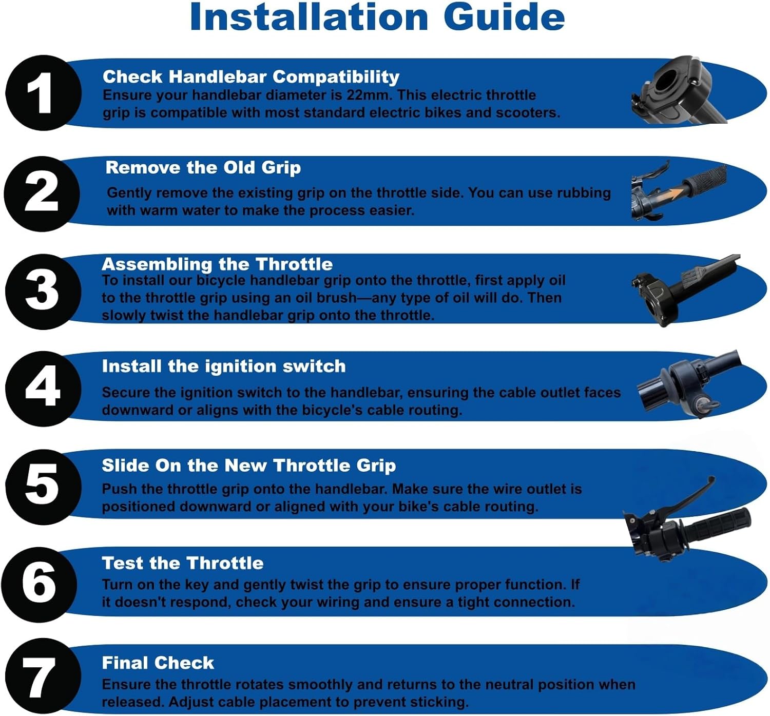 Surron Throttle for Ridstar Q20, Full Twist Throttle with Rolling Bearing, Plug and Play Ebike Throttle Compatible with Ridstar Q20/Q20Pro/H20 Electric Dirt Bike (Ignition Switch)