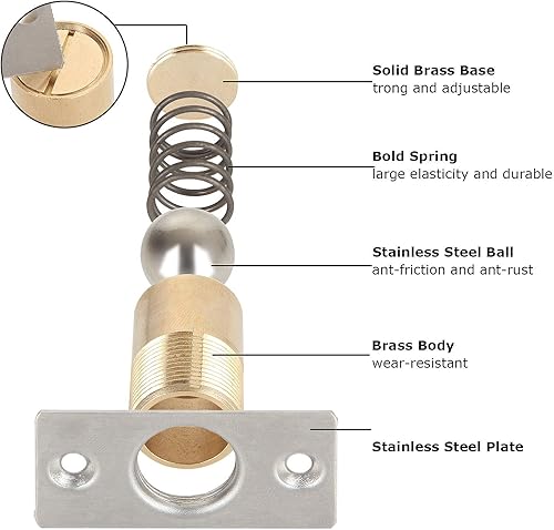 Miniatura 6 de Paquete de 10 accesorios ajustables para puerta de armario, doble ajuste, cierre de bola de acero inoxidable con rodamiento de bolas para mantener