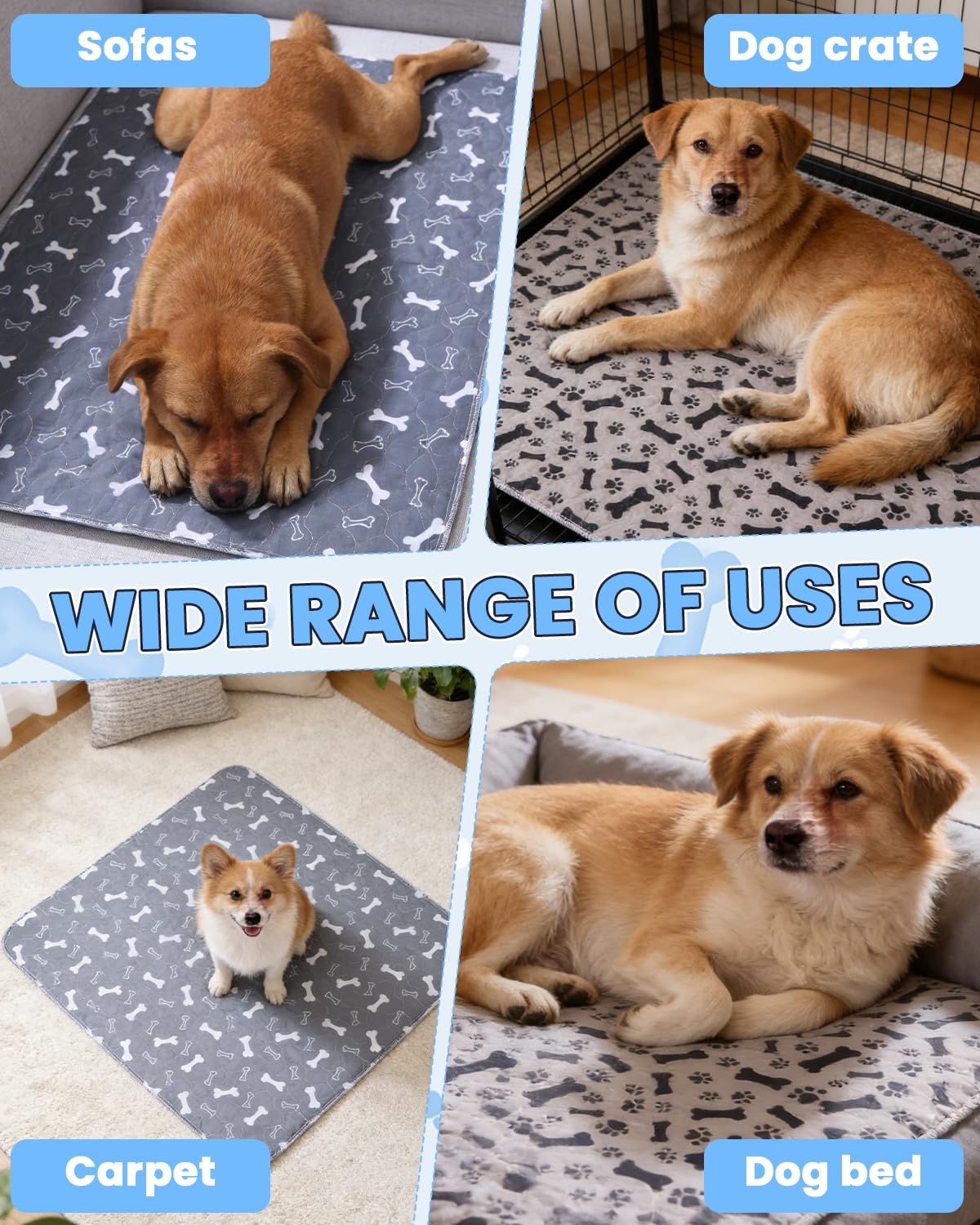 2 pezzi Traversine Lavabili per Cani,80X90cm Riutilizzabili Assorbenti Rapidi Tappetini Cane Puppy Pads,Tappetino per Addestramento Riutilizzabile,Tappeti Assorbenti Riutilizzabili per Puppy Pads