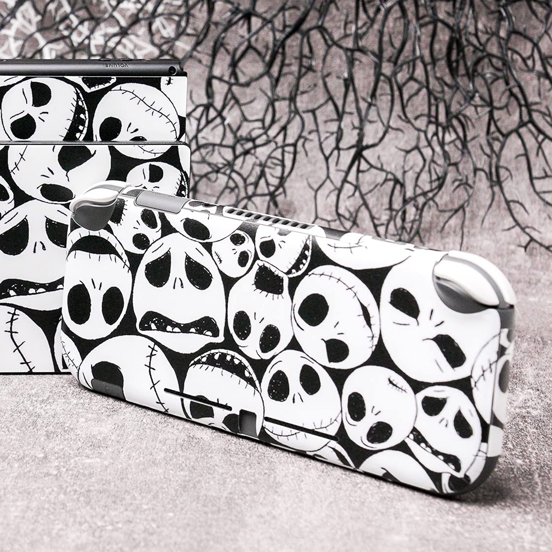 BelugaDesign Skulls Switch Skin | Adesivo Gotico in Vinile per Switch | Decalcomania per Halloween da Incubo | Compatibile con Nintendo Switch (Switch Lite, Nero Bianco)