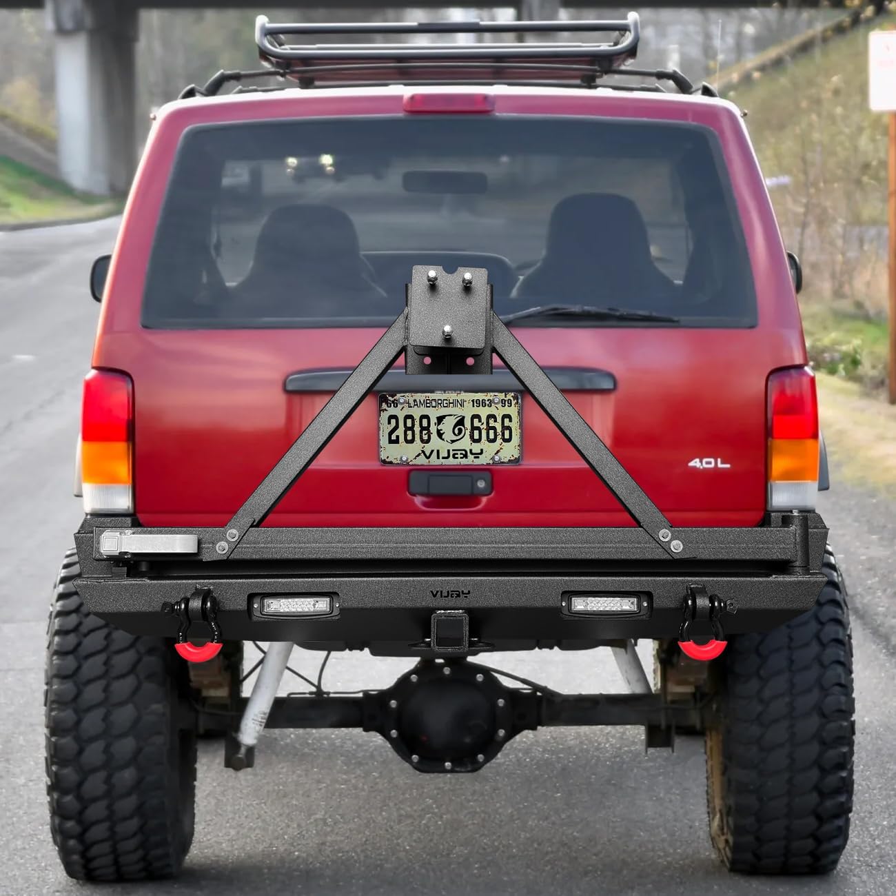 Vijay Front and Rear Bumper Fits 1984-2001 Cherokee XJ with Winch Plate and Lights