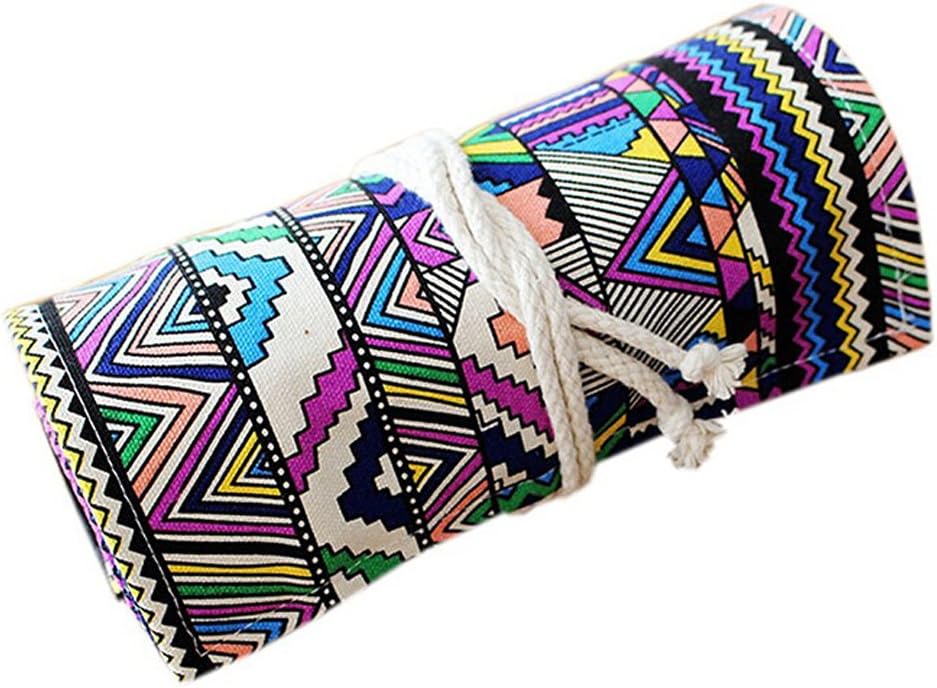 NUOLUX Colourful Pencil Case - Canvas Pencil Case with 48 Slots for Gel Pens and Pencils