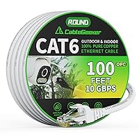Vista 80 de Cable Ethernet Cat 6 de 30 pies, para interiores y exteriores, cable de red plano de Internet de alta velocidad de 10 Gbps, cable de conexión Negro