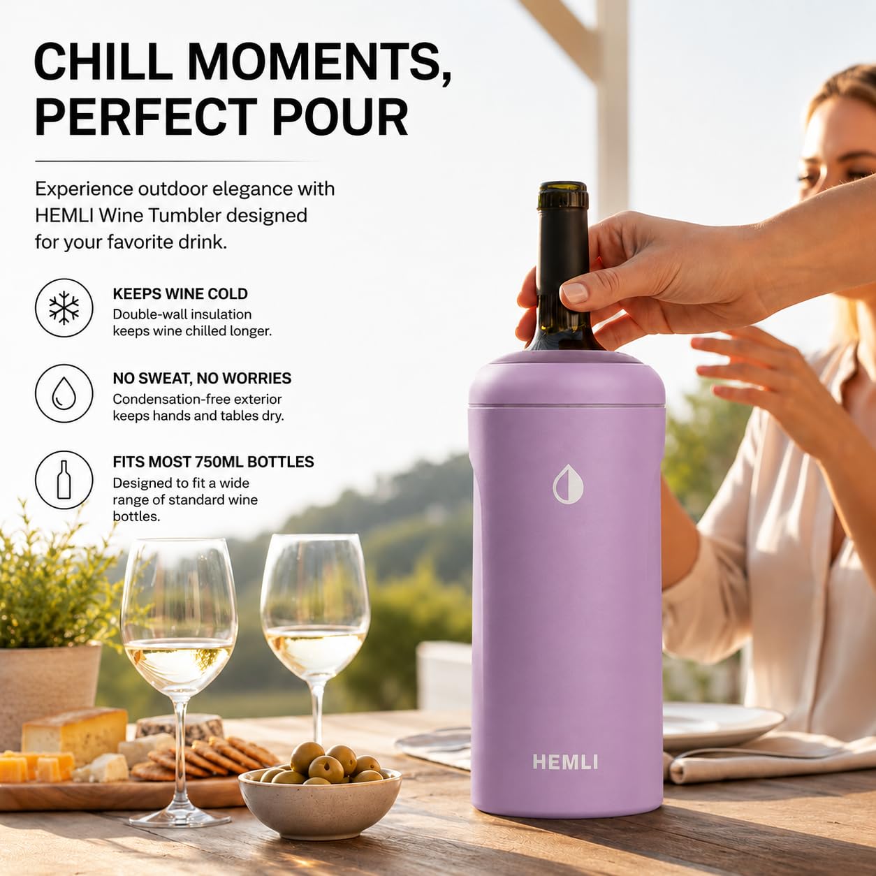 Wine Bottle Chiller Insulator Sleeve, Keeps Wine and Champagne Cold for 12 Hours, Vacuum Insulated Wine Bottle Cooler — Amazon image 6