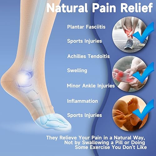 Miniatura 10 de bropite Calcetines de compresión de punta abierta para hombres y mujeres, 2 pares de medias altas hasta la rodilla de 15-20 mmHg para apoyo de