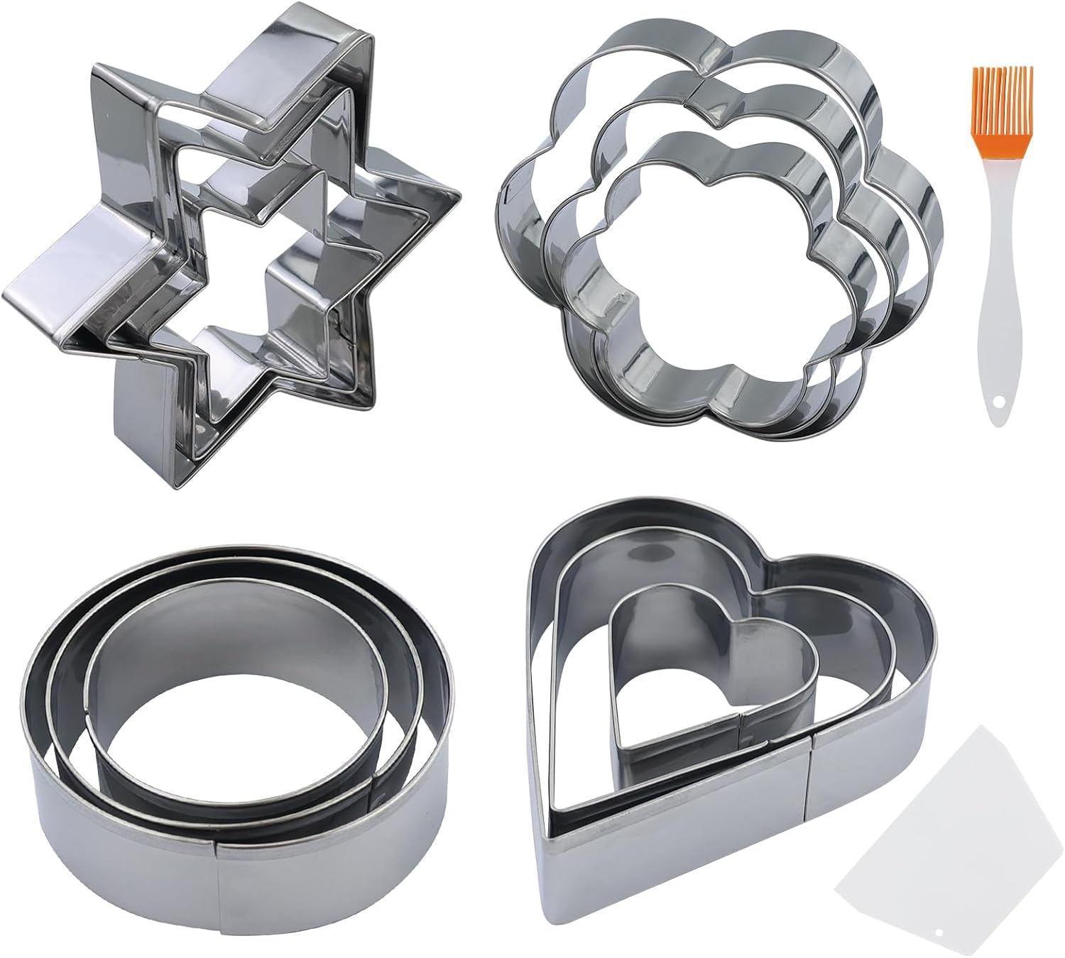 lot 12 emporte-pièces inox pinceau