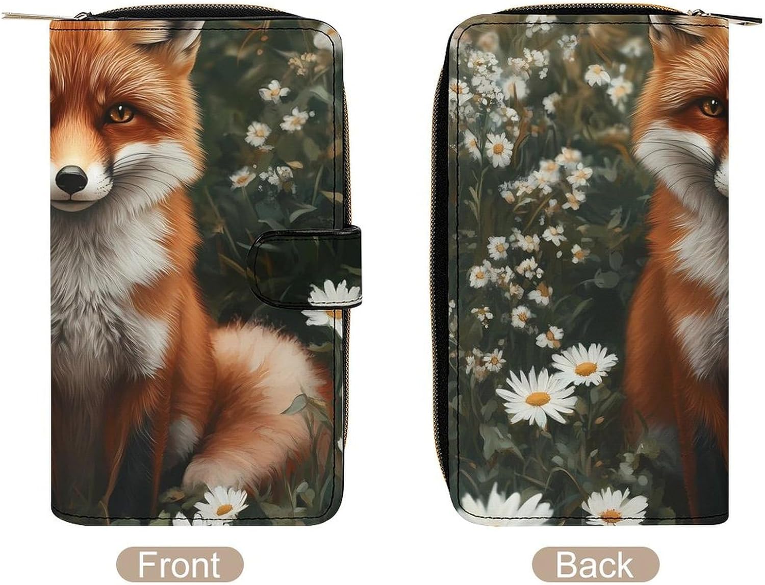 Wildlife Fox Women's Long Wallet Leather Large Capacity Wristlet Clutch Purse Wallets