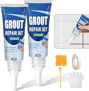 Tile Grout Repair Kit, 2 Pack Fast Drying Grout Filler for Bathroom, Kit...