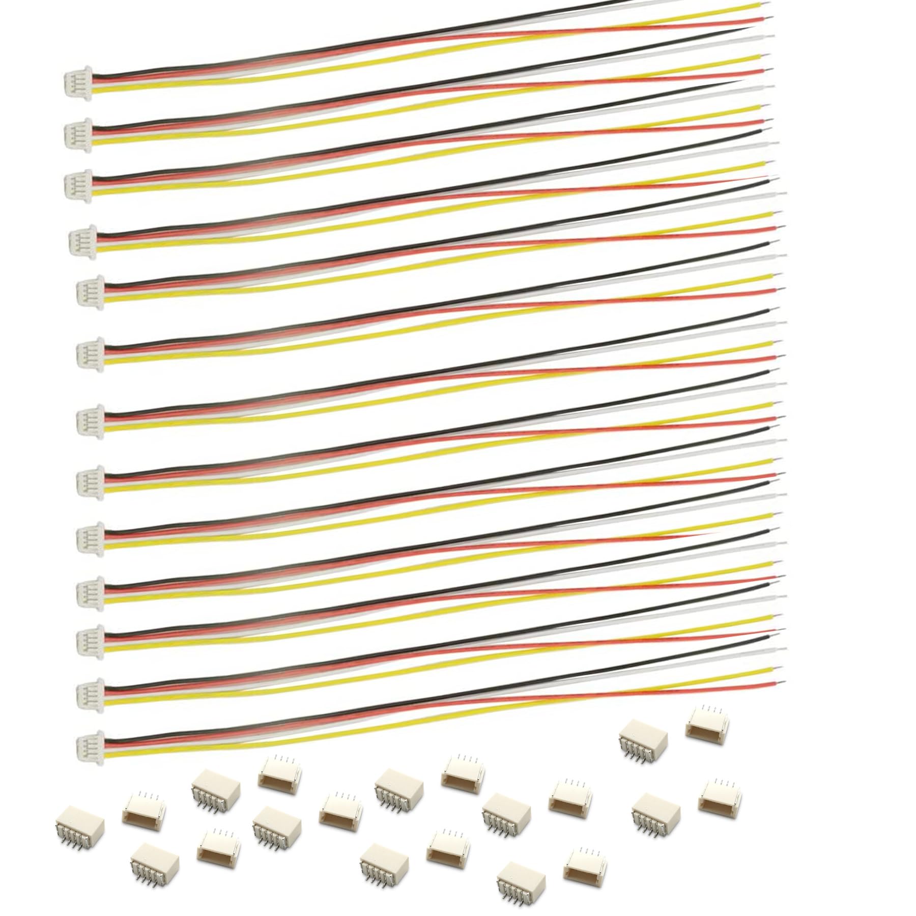 20 Pairs Mini Micro JST SH 1.0mm 4Pin Cable Connector, JST 1.0mm Pitch Male Female Connector Plug with 10cm 28AWG Wires Cables