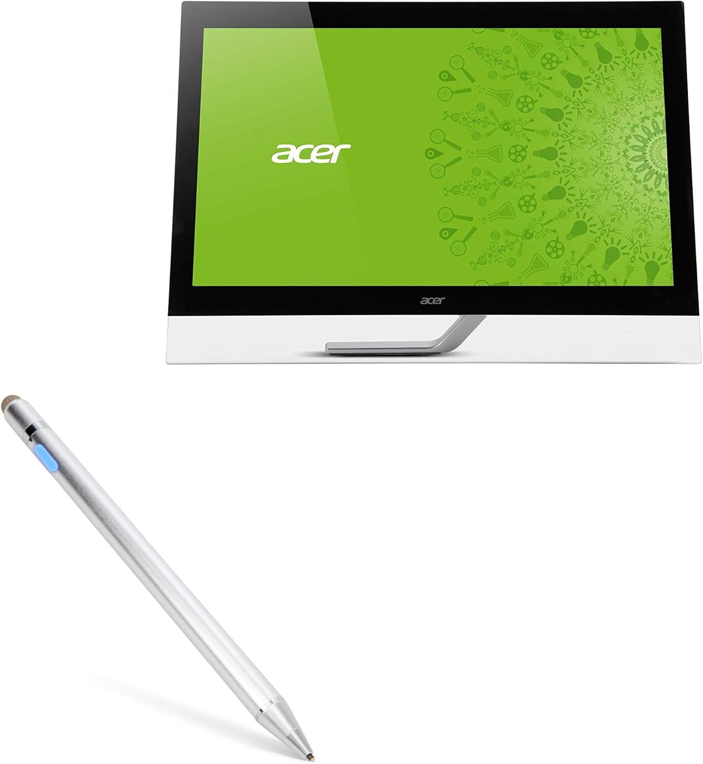 BoxWave Stylus Pen Compatible with Acer T272HL (27 in) - AccuPoint Active Stylus, Electronic Stylus with Ultra Fine Tip - Metallic Silver