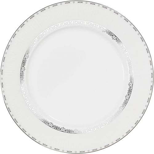 Miniatura 5 de Lorren Home Trends La Luna Bone China - Juego de vajilla de 57 piezas con diseño en relieve, color plateado, servicio para 8 personas