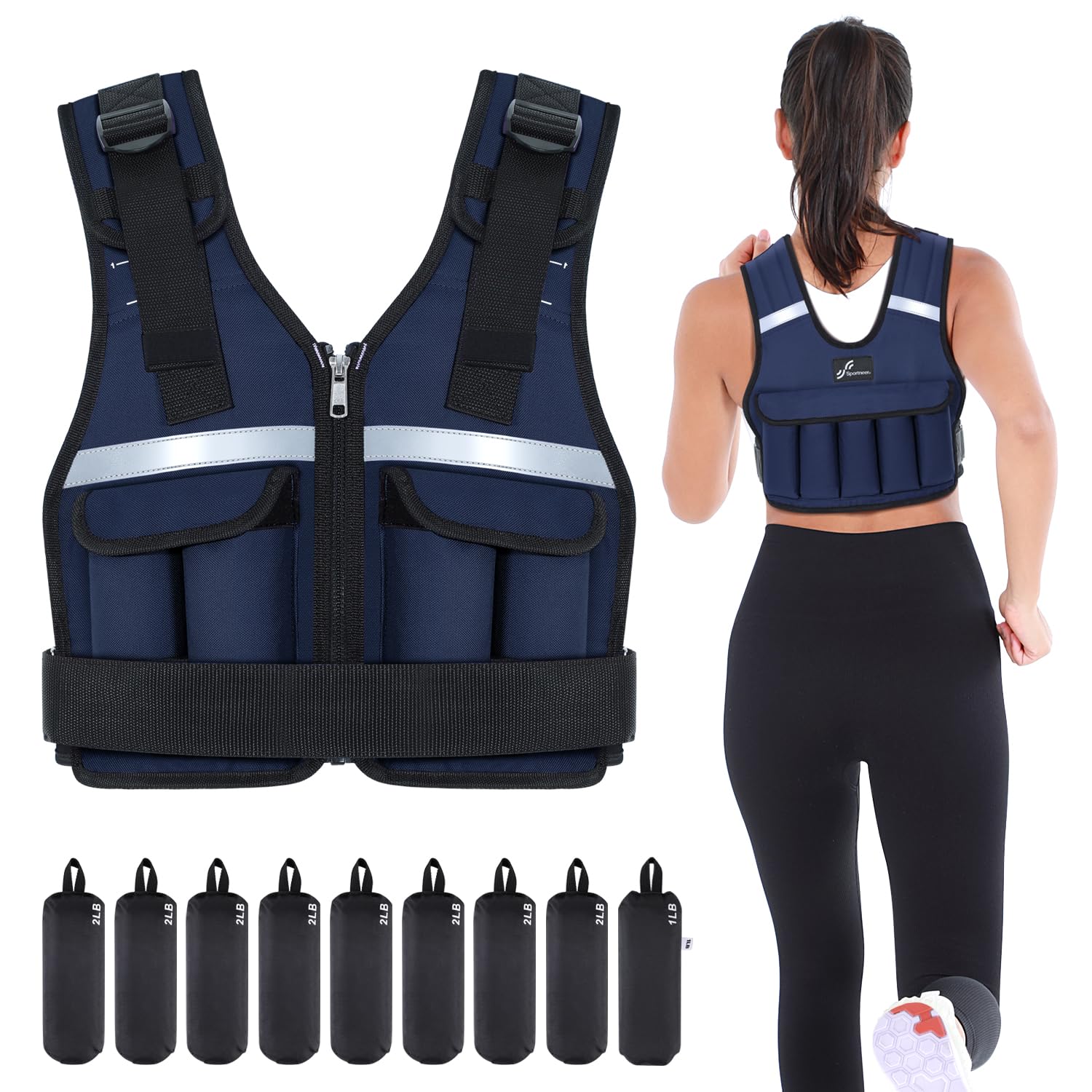 Sportneer Adjustable Weighted Vest Weights: 2-18 lbs/2-40 lbs