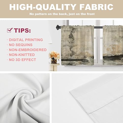 Miniatura 628 de Cenefas de cocina modernas con patrón de cobre marrón dorado para ventanas, cenefas opacas abstractas de marcas de arañazos y cortinas opacas