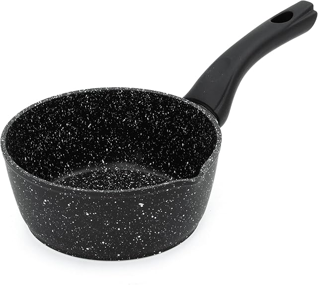 Blackmoor 16cm patelnia na mleko | Czarny Kolor | Nieprzywierająca | Fajne uchwyty dotykowe | Nadaje się do płyt indukcyjnych, elektrycznych i gazowych