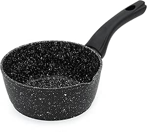 Blackmoor 66120 Classic 16cm Milk Pan/Non-Stick Coating/Cool Touch Handle/Features Unique Pouring Lip/Suitable for Induction, Gas &amp; Electric Hobs/Black Colour