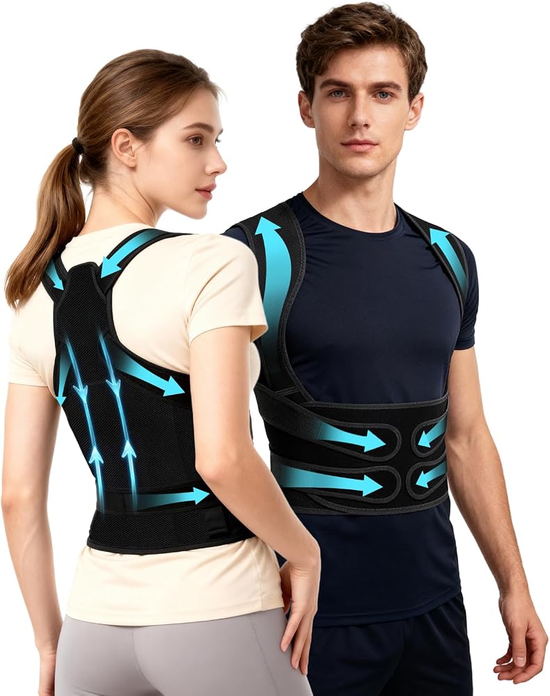 Posture Corrector Back Brace with Adjustable Support, Breathable Mesh