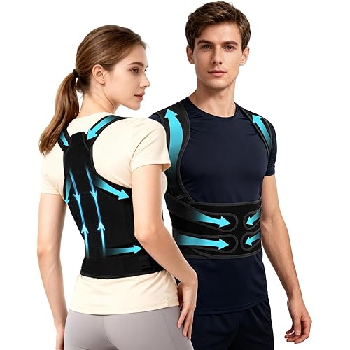 Posture Corrector for Women & Men, Back Brace Straightener with Adjustable Support, Relief for Neck/Shoulder/Back Pain, Scoliosis & Hunchback Correction, Breathable Mesh Design