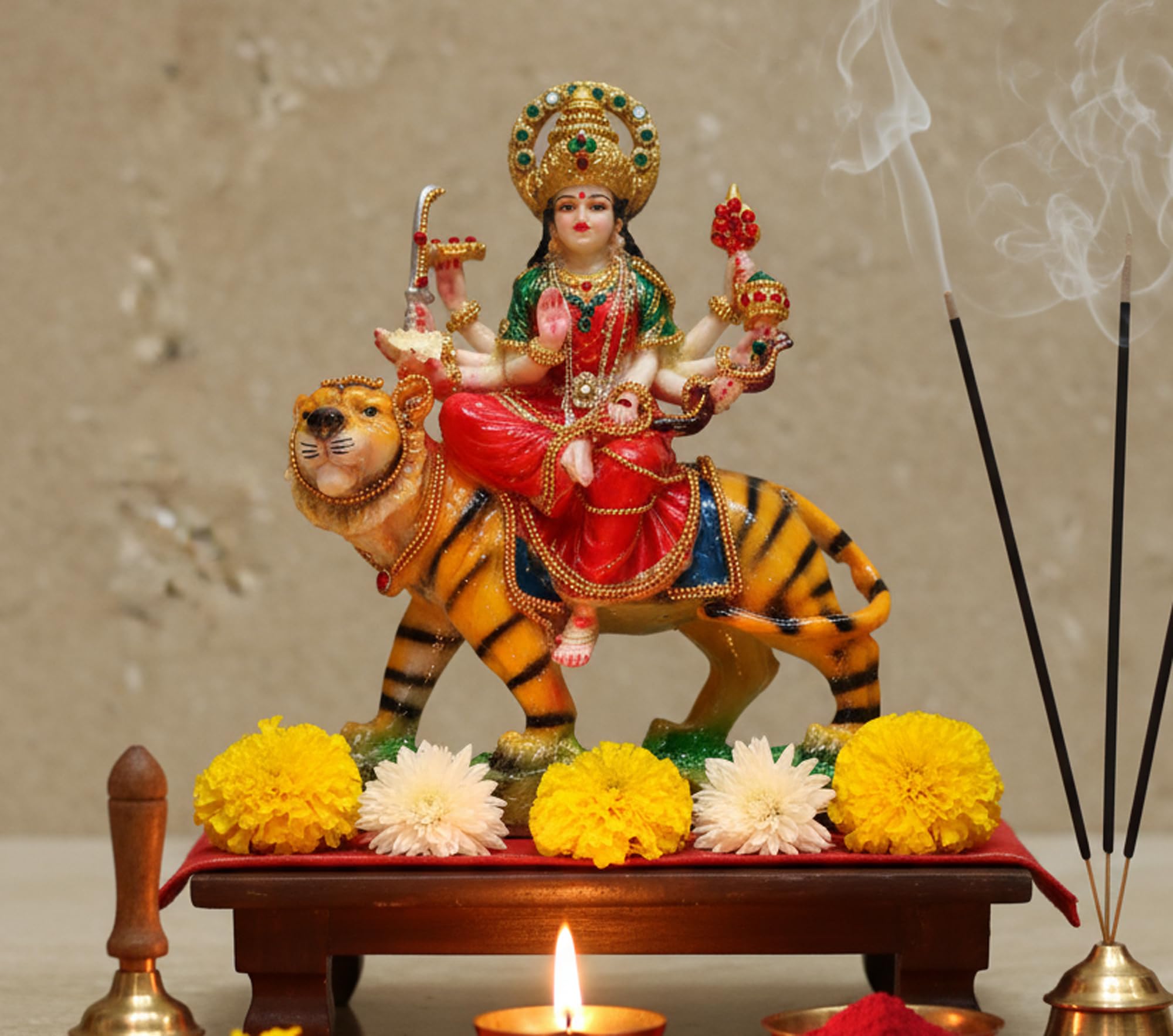 eSplanade Maa Durga Mata Rani Statue Idol for Home Mandir (8") | Navratri Pooja | Durga Maa - Resin - Multicolour