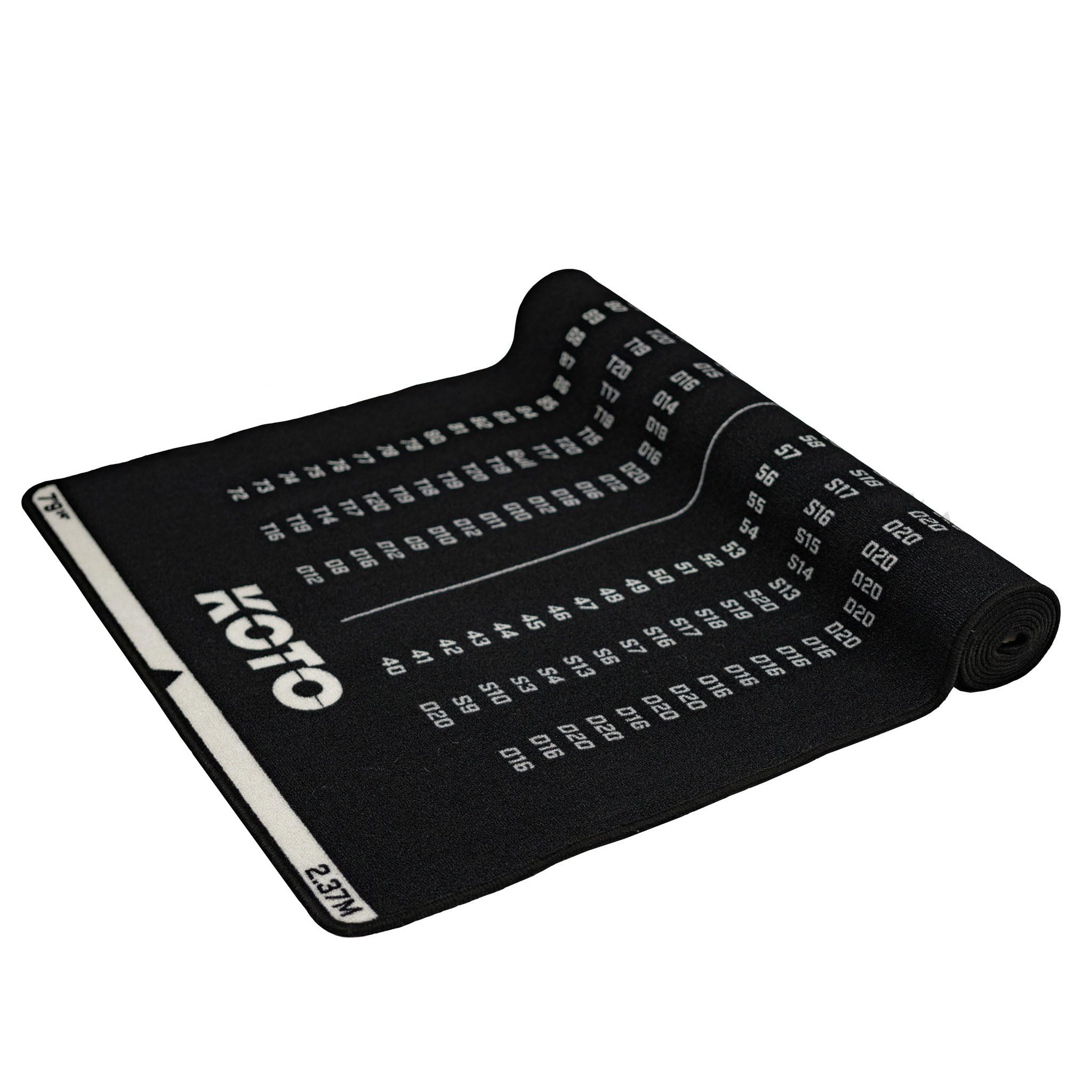 KOTO - Tappeto Checkout Nero 237 x 80cm, Indicatore Punteggio, Antiscivolo, Protegge Pavimento e Freccette