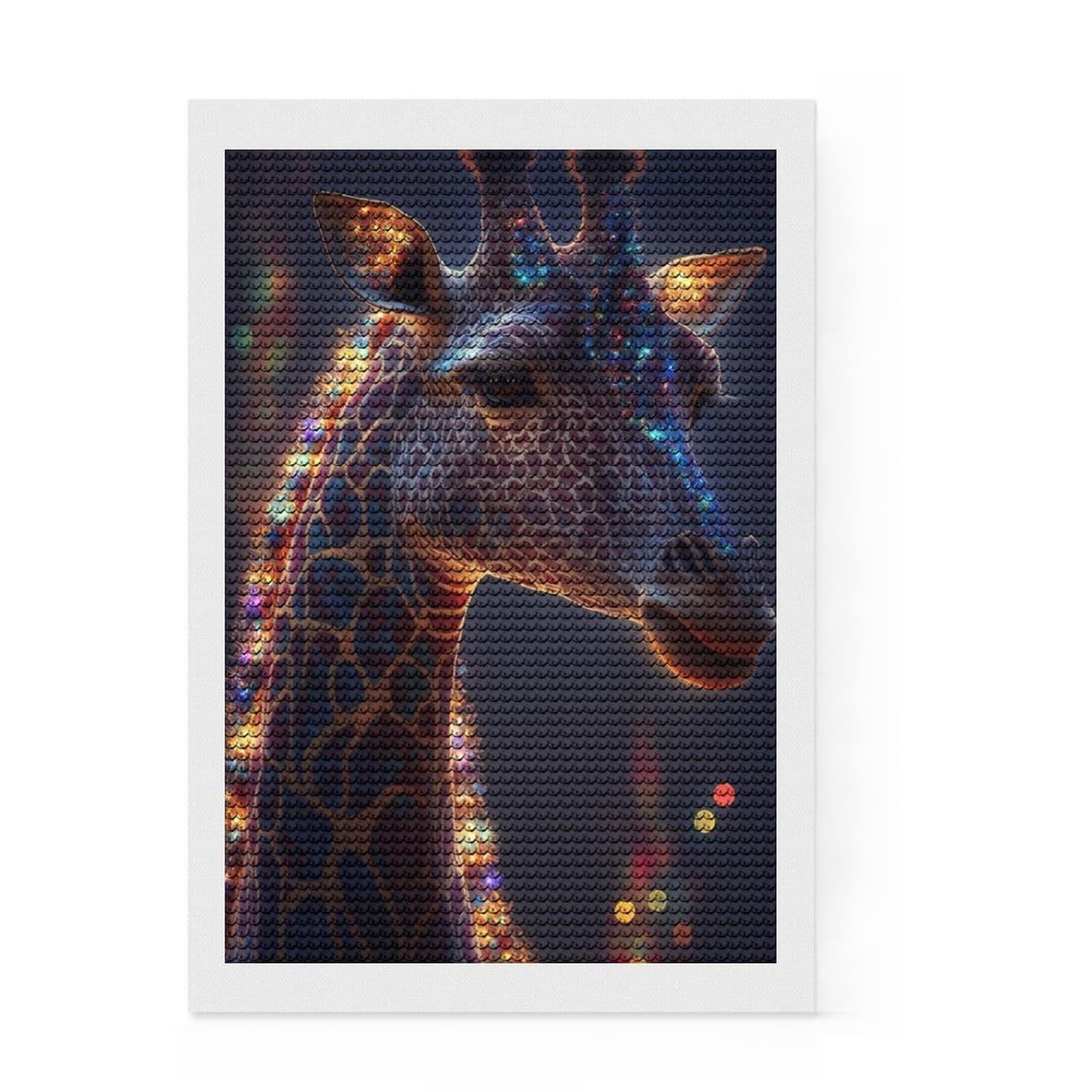 Junmoney Neon Giraffe Diamond Painting Set 8"x12", Fun Craft Experience, Sparkling Round Gems, Office Decor, for Adults, Adhesive Canvas