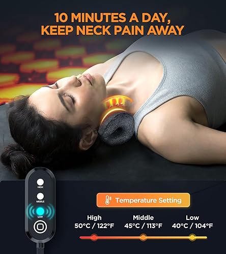 Miniatura 2 de 3s - Estirador de cuello térmico para aliviar el dolor, almohadilla térmica de grafeno, dispositivo de tracción cervical sin olor, almohada