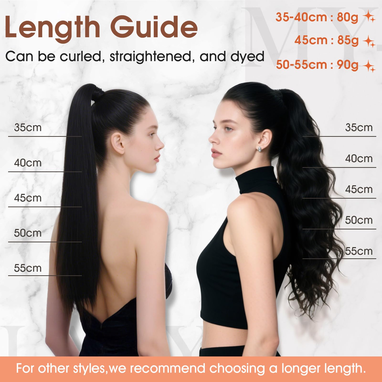 MY-LADY Ponytail Extension Echthaar Zopf Hellbraun 35cm 80g mit Klett | Echtes Haar Pferdeschwanz Haarteil Glatt– einfach anzubringen, schnelles Volumen, weich & natürlich, fester Halt, unsichtbar