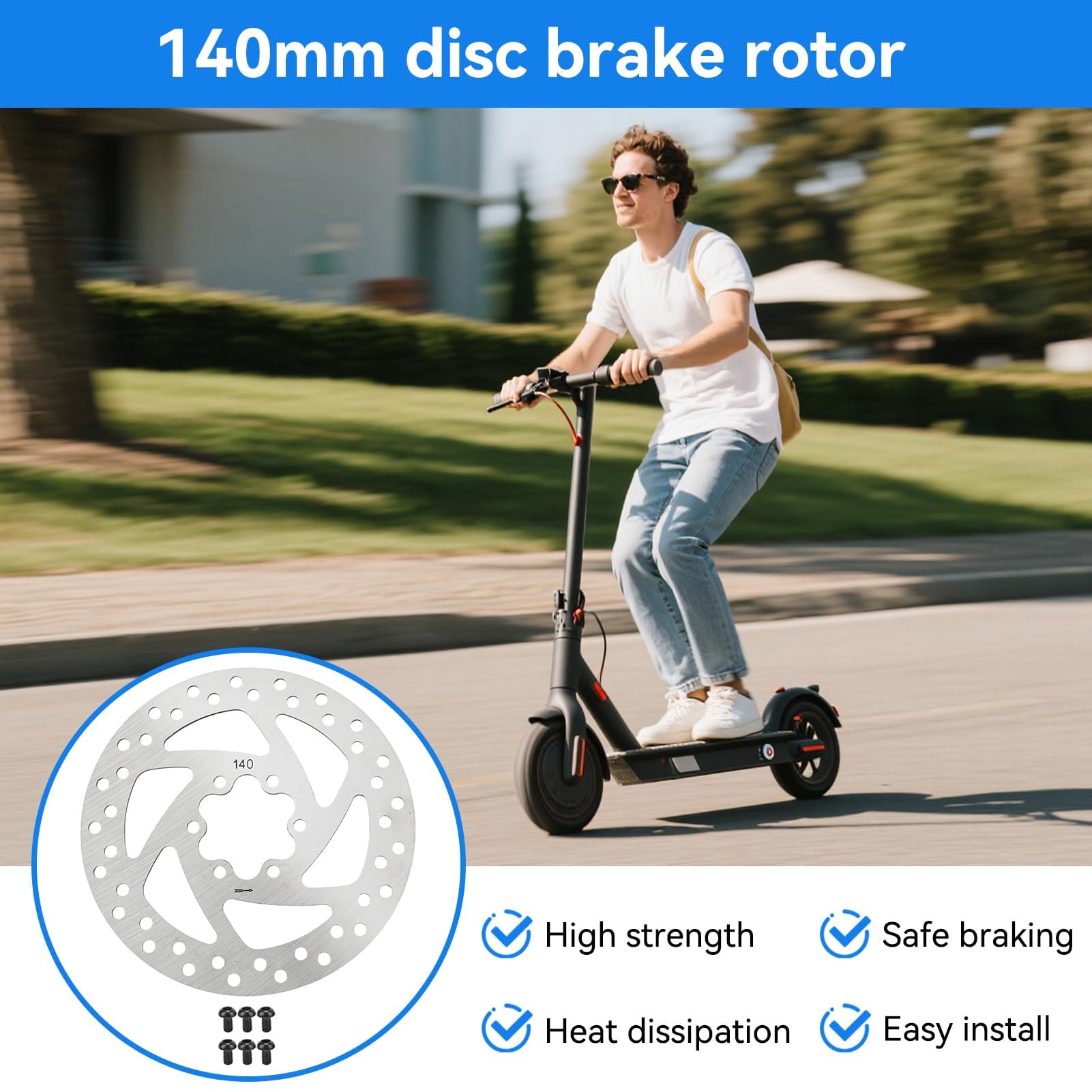 Rotor de freno de disco de 140 mm, rotores de bicicleta de acero inoxidable cubos roscados de disco de freno Rotor Adaptador de brida con 6 pernos para bicicleta de carretera de
