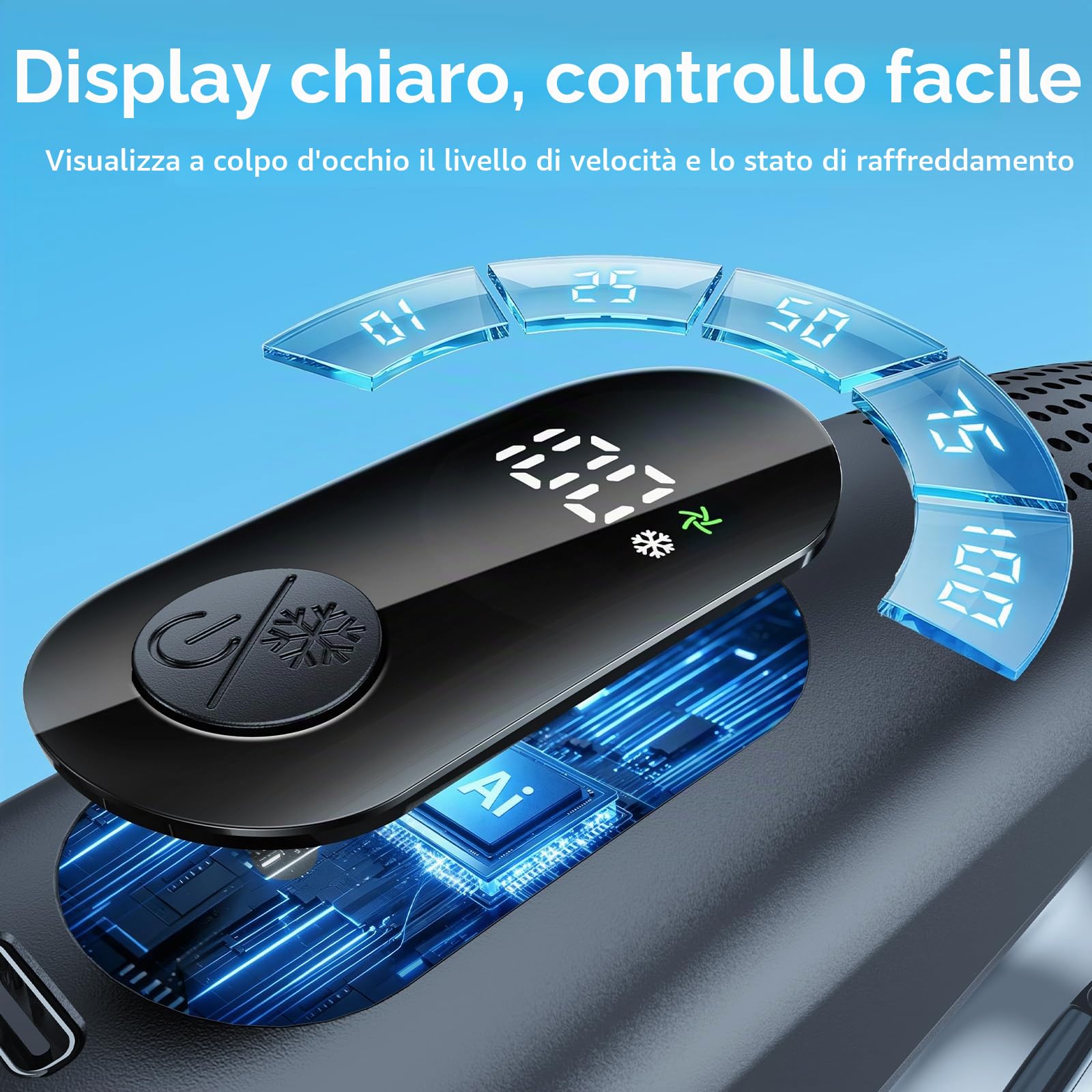 Ventilatore da Collo Senza Pale, Flusso d'aria a 360°, Ricaricabile Tramite USB, Ventilatore da Collo 6000mAh con Piastre Rinfrescanti, Regolazione della Velocità da 1 a 100, Uscite D'aria Regolabili
