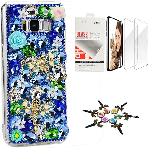 STENES Funda para Galaxy Note 8  Elegante  3D hecha a mano Serie Brillante Bling Heart Rhinestone Bonito diseño de lazo compatible con Samsung