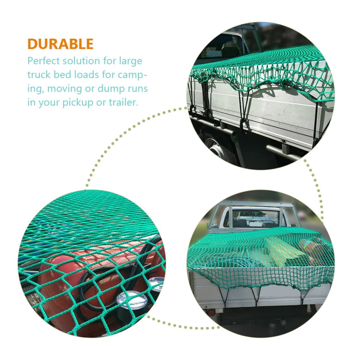 Mobestech Rete di Carico Estensibile in Nailon Verde con Ganci Metallici per Portabagagli Auto e Cassone Camioncino, Resistente All'abrasione e Adatta a Tutte Le Condizioni Climatiche