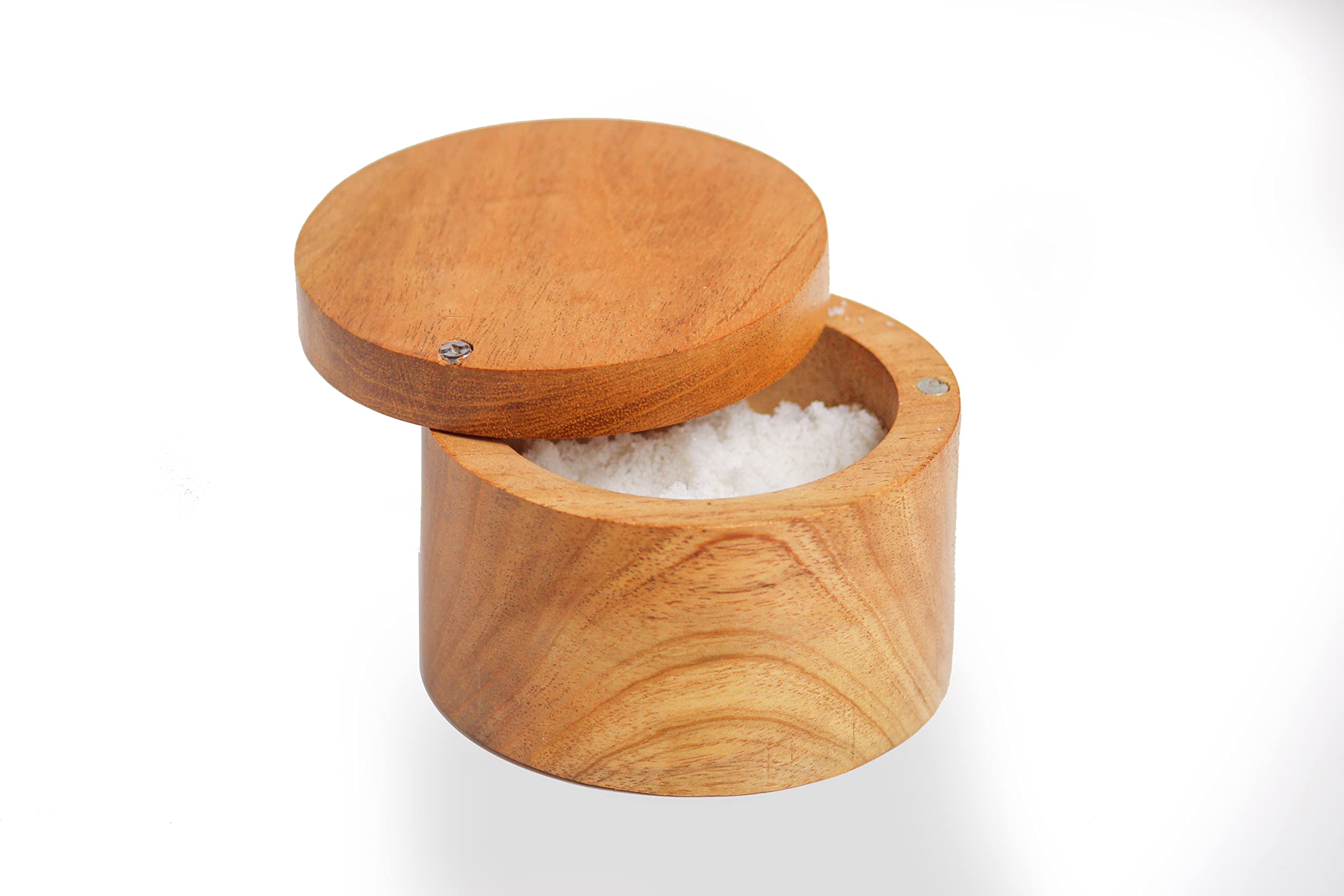 ARTIST INTERNATIONAL Handmade Wooden Salt or Spice Box with Swivel Cover Perfect for Keeping Table Salt, Gourmet Salts, Herbs or Favorite seasonings, Close at Hand on Your cou