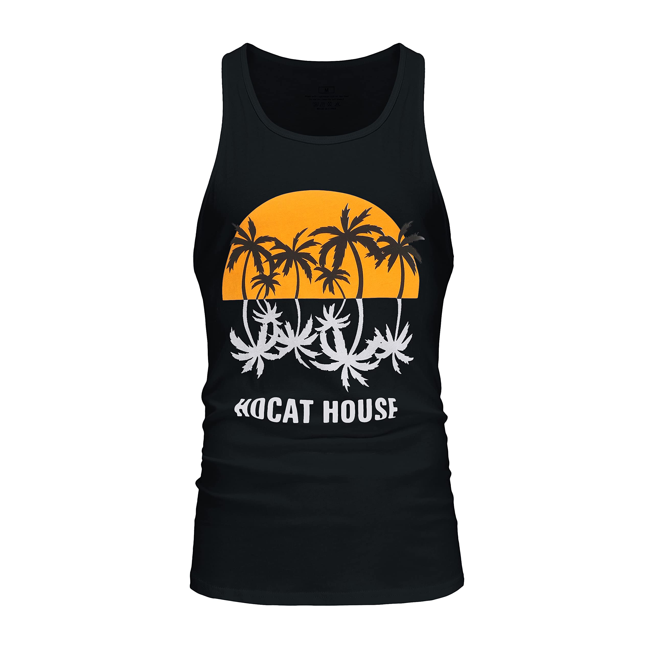 Débardeur Hommes Sport Bodybuilding Debardeur Homme Coton Musculation Fitness Gym Debardeur Homme Sport sans Manches T-Shirt Palmiers Party