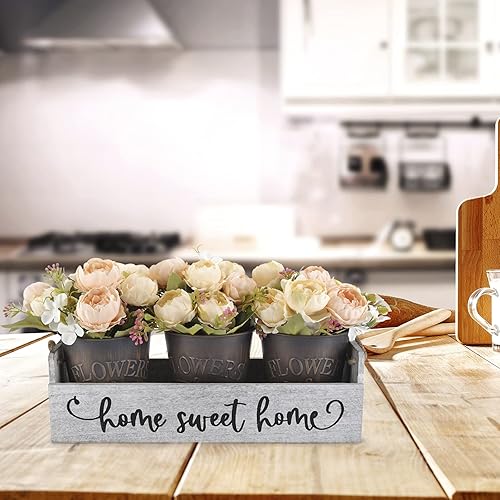 Miniatura 5 de Centro de mesa decorativo, macetas retro hechas a mano con flores, decoración rústica de mesa de boda para cocina de granja, mesa de comedor, sala