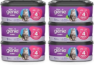 Litter Genie Refill Bags | Jumbo 6-Pack 168 total ft | Up to 24 months of supply in 6 cartridges | Ultimate Odor Control C...
