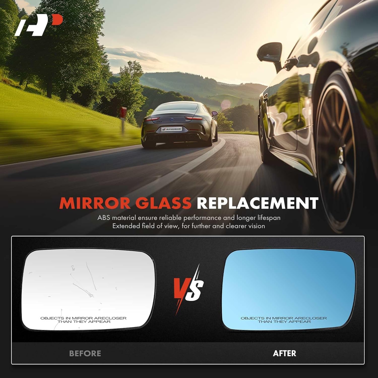A-Premium 2-PC Driver and Passenger Side Heated Mirror Glass with Backing Plate Compatible with BMW 323Ci 2000, 325Ci 2001-2006, 328Ci 2000, 330Ci, 745i, 745Li, 750i, 750Li, 760i, 760Li, Alpina B7