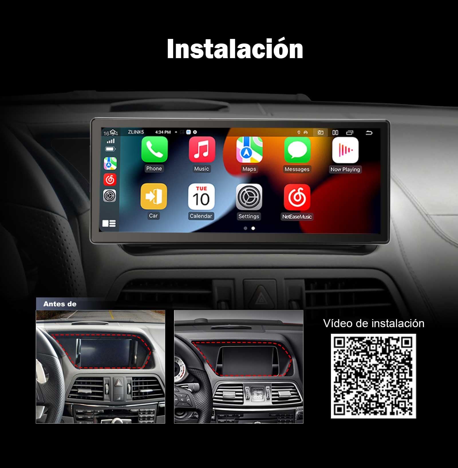 10.25" Android 16 Qualcomm Radio Coche Estéreo para Mercedes E-Class W207 C207 A207 NTG 4.0 Android Auto & CarPlay inalámbrico Bluetooth 5.1 IPS WiFi Dab+ Canbus GPS Navegador Canbus Comand