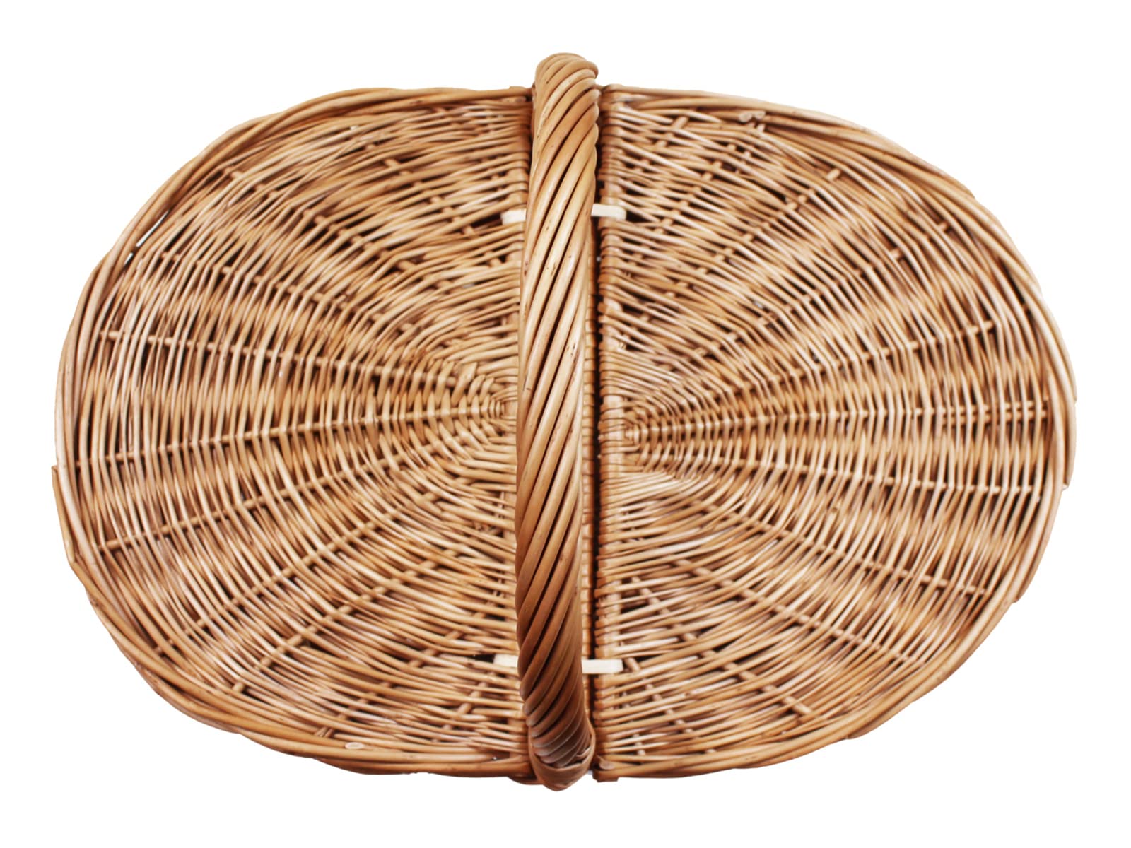 Cesta de mimbre para pícnic/camping, cesta de la compra, para frutas, verduras o setas, con doble tapa, cesta de almacenamiento, tejida a mano, 41 x 30 cm, 25/40 cm